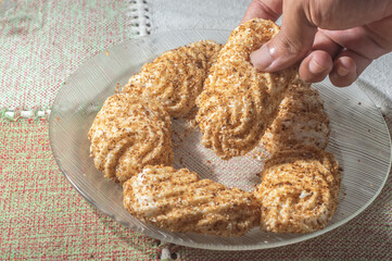 maria-mole is a typical Brazilian sweet,com amendoin crushed and thrown on top,copy space