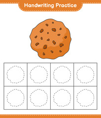 Handwriting practice. Tracing lines of Cookie. Educational children game, printable worksheet, vector illustration