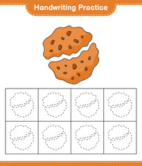 Handwriting practice. Tracing lines of Cookie. Educational children game, printable worksheet, vector illustration