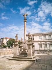 Fototapeta na wymiar Cross of San Jorge in granite, A Coruña, Galicia, Spain