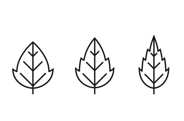 seratted leaf line icon set. botanical and nature symbol. three leaves vector images