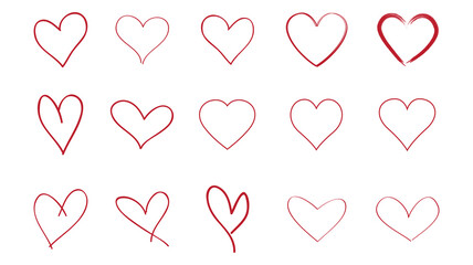 Heart contour vector. Red hand drawn love icon isolated. Paint brush stroke heart icon. Hand drawn vector for love logo, heart symbol, doodle icon and Valentine's day. Painted grunge vector shape