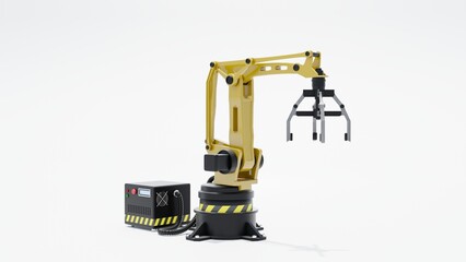 Industrial robotic arms, on White background , 3D. Render