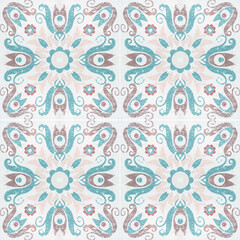 Beautiful old ceramic tile wall patterns in the park public.