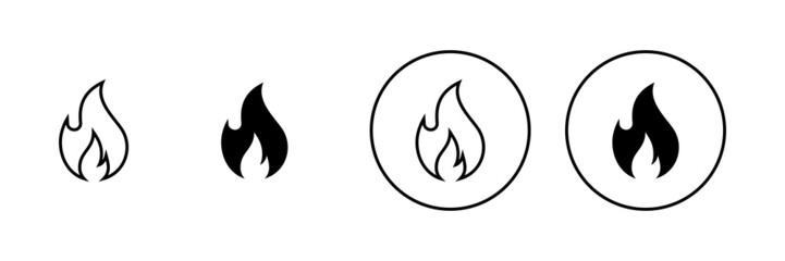 Fire icons set. fire sign and symbol