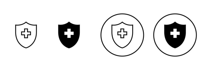 Health insurance icons set. Insurance health document sign and symbol