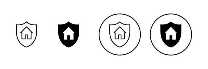 house insurance icons set. house protection sign and symbol