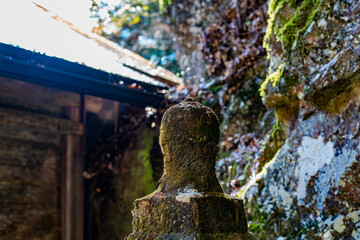 日龍峯寺本堂裏の苔むした石灯籠