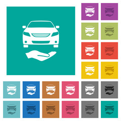 Car services solid square flat multi colored icons