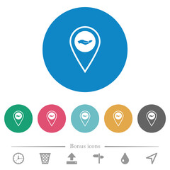 GPS location service flat round icons