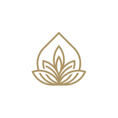Drop Lotus Flower Vector Logo Design. Abstract Icon Concept.