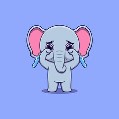 cute elephant crying with tears