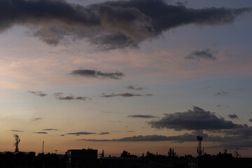 Beautiful colorful orange sunset in Bogotá Colombia