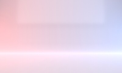 Realistic shinny studio room background with horizontal white light. Thin red and blue light theme. 3D rendering.
