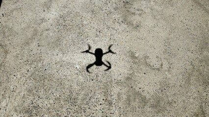 Drone shadow on ground