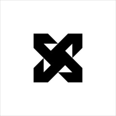 Letter XS or SX in black vector logo