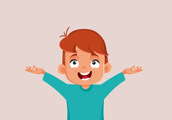 Cheerful Happy Boy Celebrating Vector Cartoon Illustration