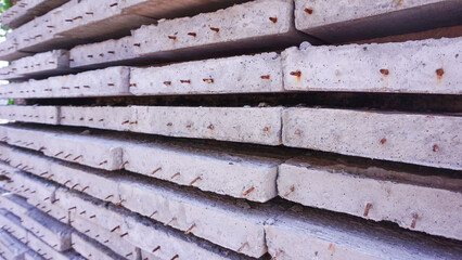 Obraz premium Reinforced concrete slabs are laid together for construction and structural work.