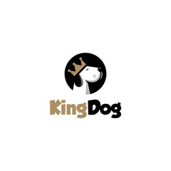 dog king head wearing a crown on a black circle background