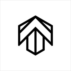 T concept initial logo and arrows abstract and geometric vector template
