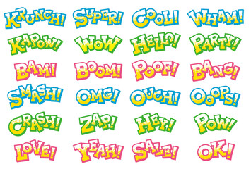コミック風の擬音語や感嘆符を表現した文字素材
