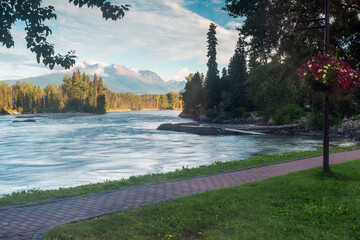 Bulkley river and Hudson Bay mountains from Eddy Park, Telkwa, BC, Canada