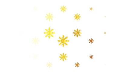 Light Yellow, Orange vector layout with bright snowflakes.