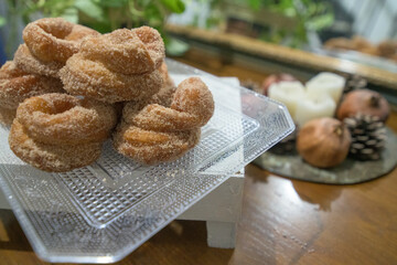 Traditional Easter week donuts homemade in Almeria, Spain.