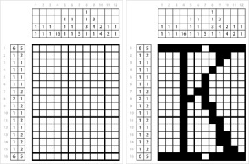 Fototapeta premium Alphabet K Nonogram Pixel Art M_2203001