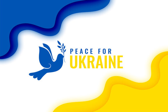 peace for ukraine with flag and dove bird