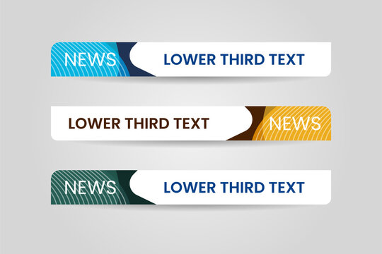 Set of bundle lower third vector design background texture banner template with orange, green and blue shape strip color. Modern broadcast news lower for TV Bars, Sport, Video Channel, Screen, Show.