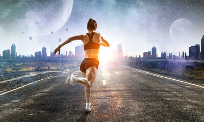 Fototapeta na wymiar Young female runner