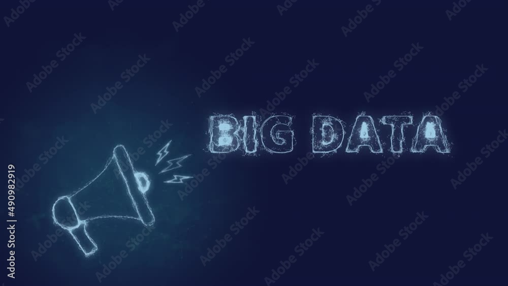 Aufkleber Megaphone banner with text big data. Plexus style of blue glowing dots and lines