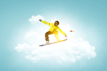Snowboarder and Alps landscape