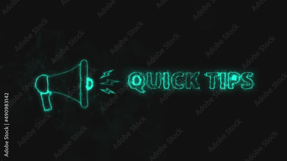 Fototapete Megaphone banner with text quick tips. Plexus style of blue glowing dots and lines