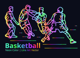 Line art color of men's basketball. Vector Eps10