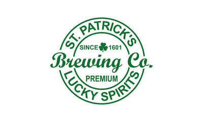 St Patrick's lucky spirits Vector, Brewing co. with clovers is a St Patrick's Day Vector and Clip Art