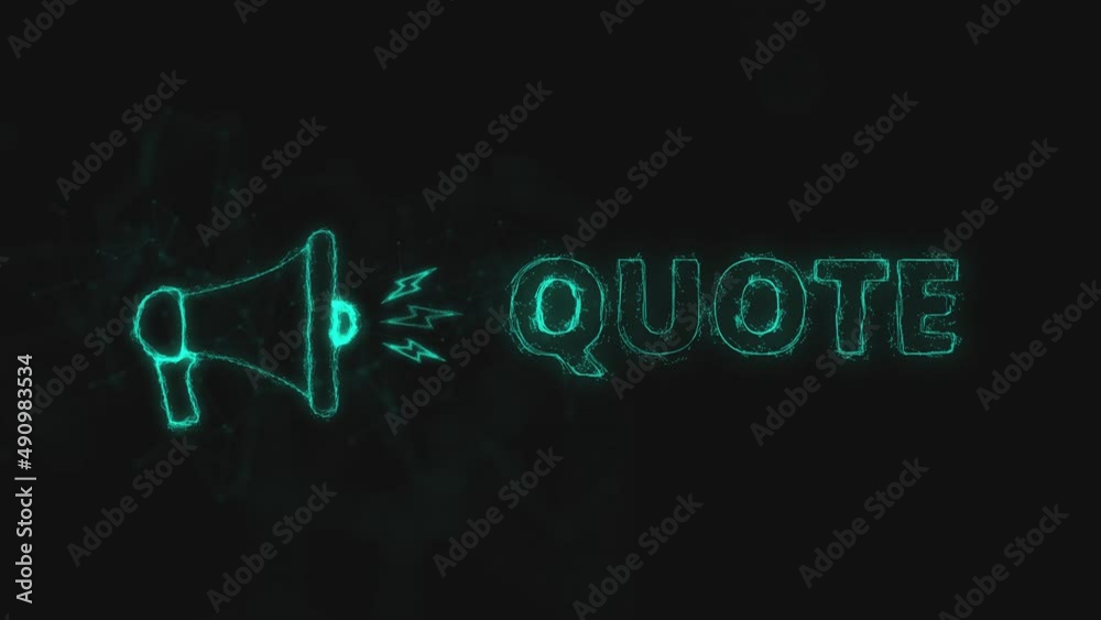 Poster Megaphone banner with text quote. Plexus style of blue glowing dots and lines