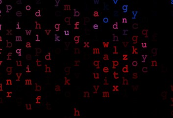 Dark blue, red vector pattern with ABC symbols.