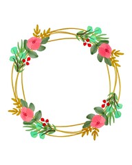 Greeting card design concept drawing flower element in watercolor natural style. Beautiful bouquet wreath illustration template with copy space. Invitation wedding border art isolated on white.