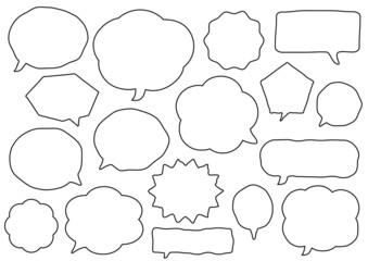 吹き出し　シンプル　ラフ　線　セット