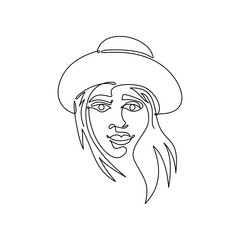 Woman Beauty Face Continuous Line Drawing