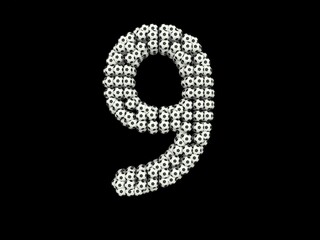 Soccer Football Themed Font  Number 9