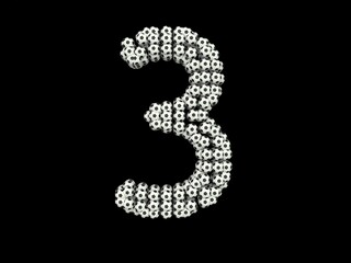 Naklejka premium Soccer Football Themed Font Number 3