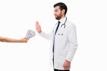 Good doctor rejecting payment