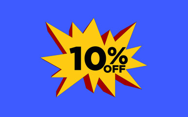 art 10% discount yellow and red explosion promotion