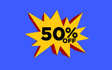 art 50% discount yellow and red explosion promotion