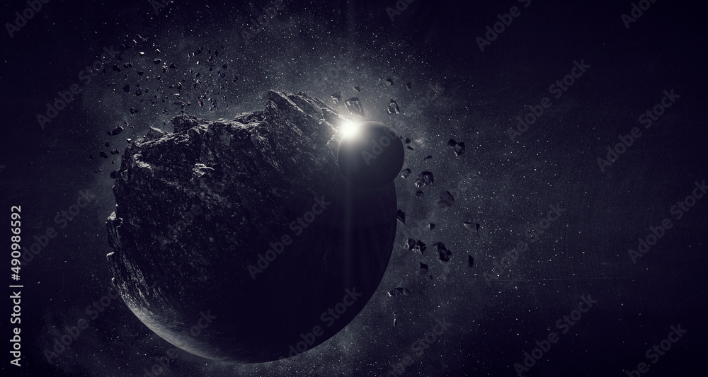 Poster Image of outer space. Disaster theme.