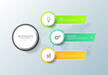 Presentation business infographic elements gradient with 3 step