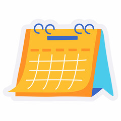 calendar time schedule timeline plan agenda project single isolated icon with sticker outline cut style